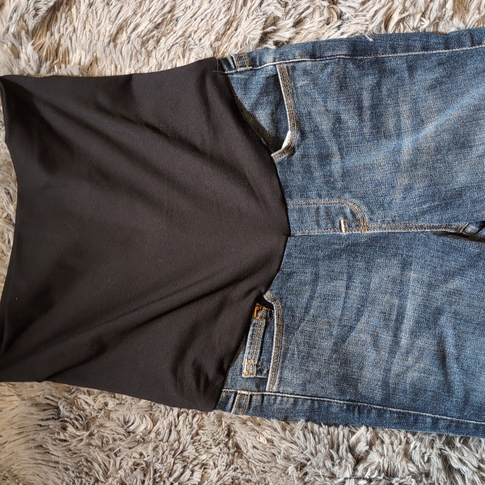 Maternity Good American Dark Blue Ankle Jeans. - Picture 3 of 5